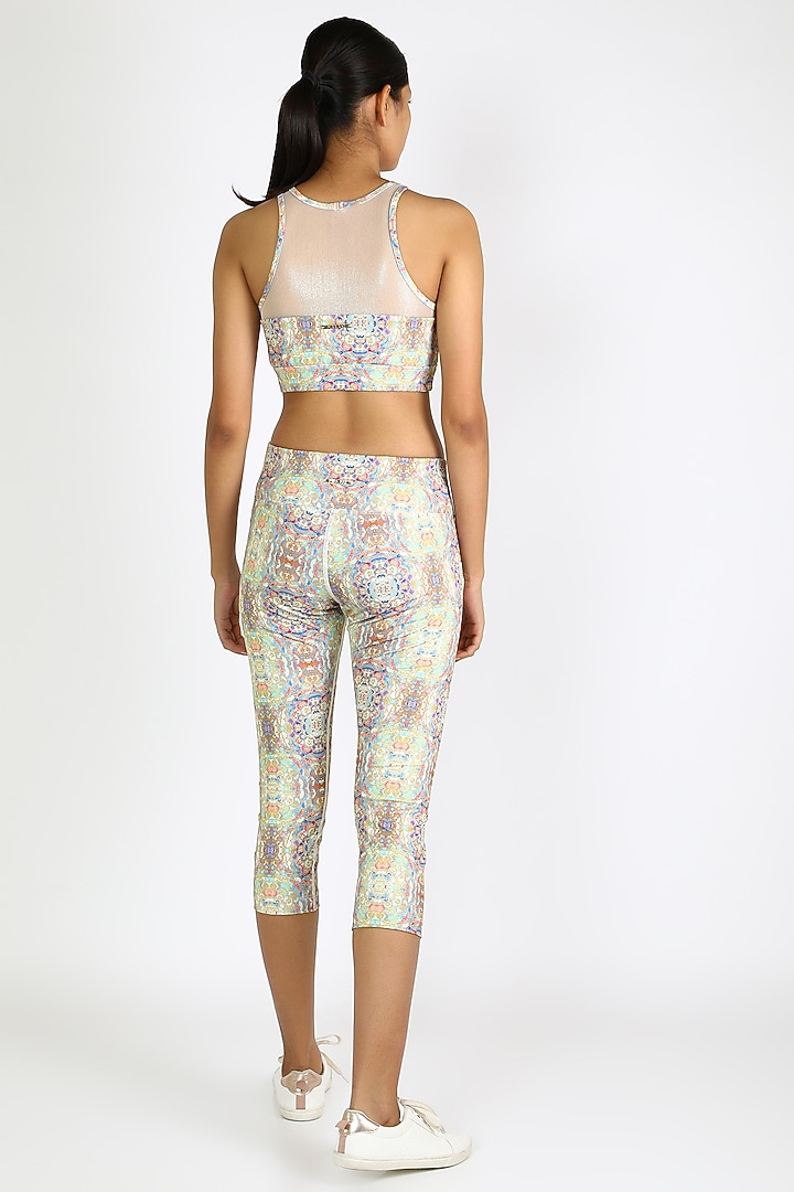 White Printed Capri Pants by Mira Rae at Pernia's Pop Up Shop