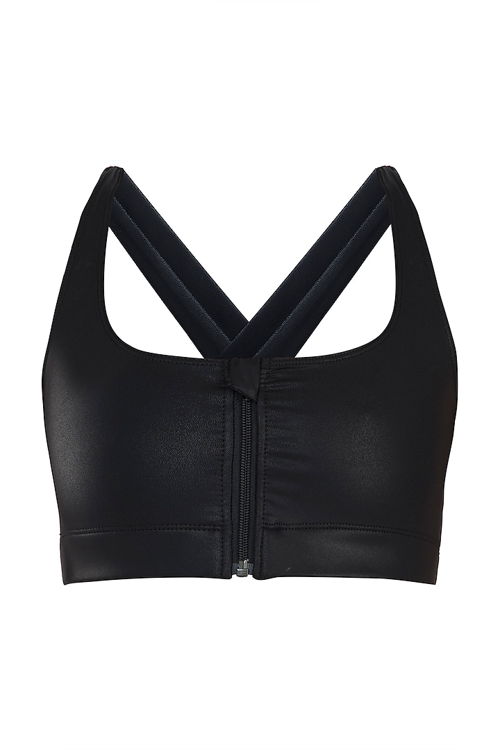 Black zipper sports bra by Mira rae