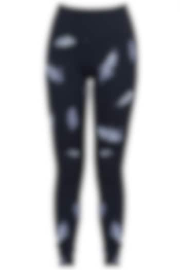 Black embroidered moto panel leggings by Mira rae at Pernia's Pop Up Shop