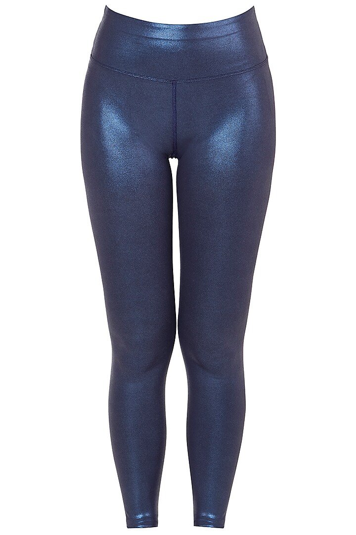 Blue metallic leggings by Mira rae