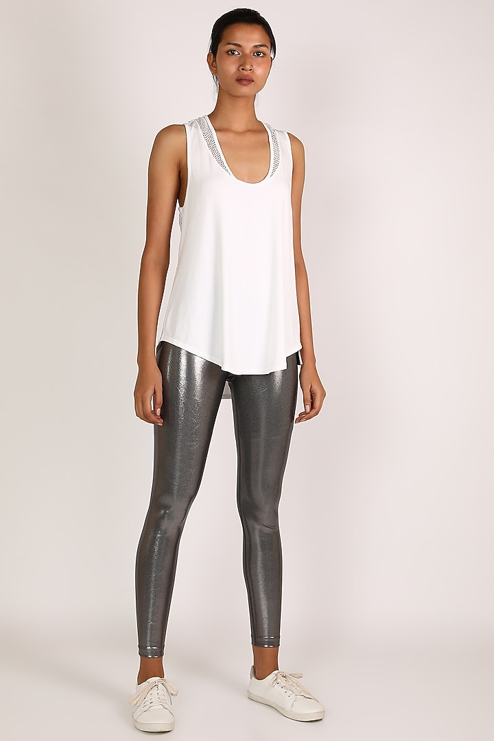 White Polyester Tank Top by Mira Rae at Pernia's Pop Up Shop