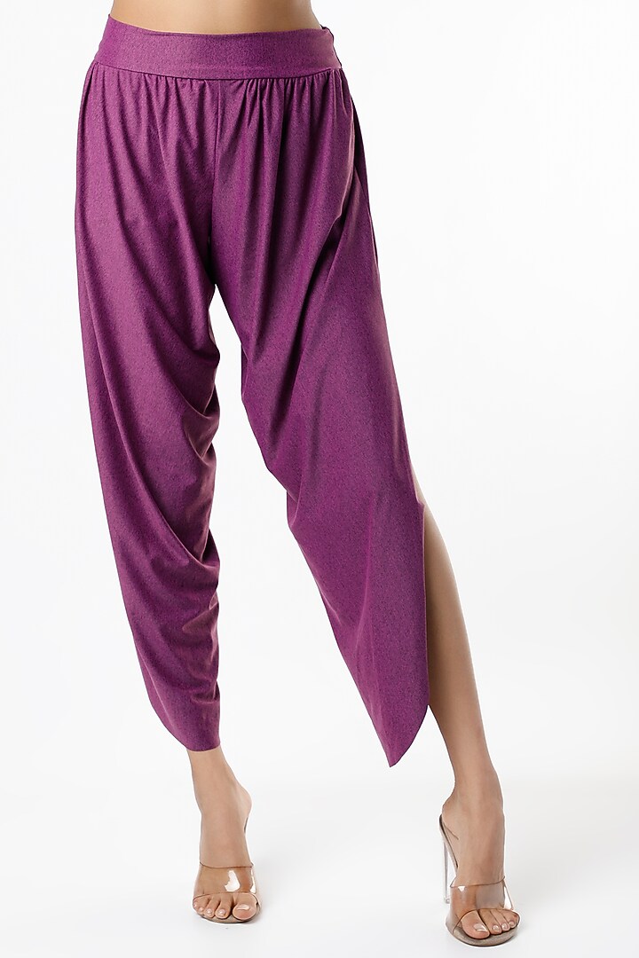 Purple Lycra Harem Pants by Mira Rae at Pernia's Pop Up Shop