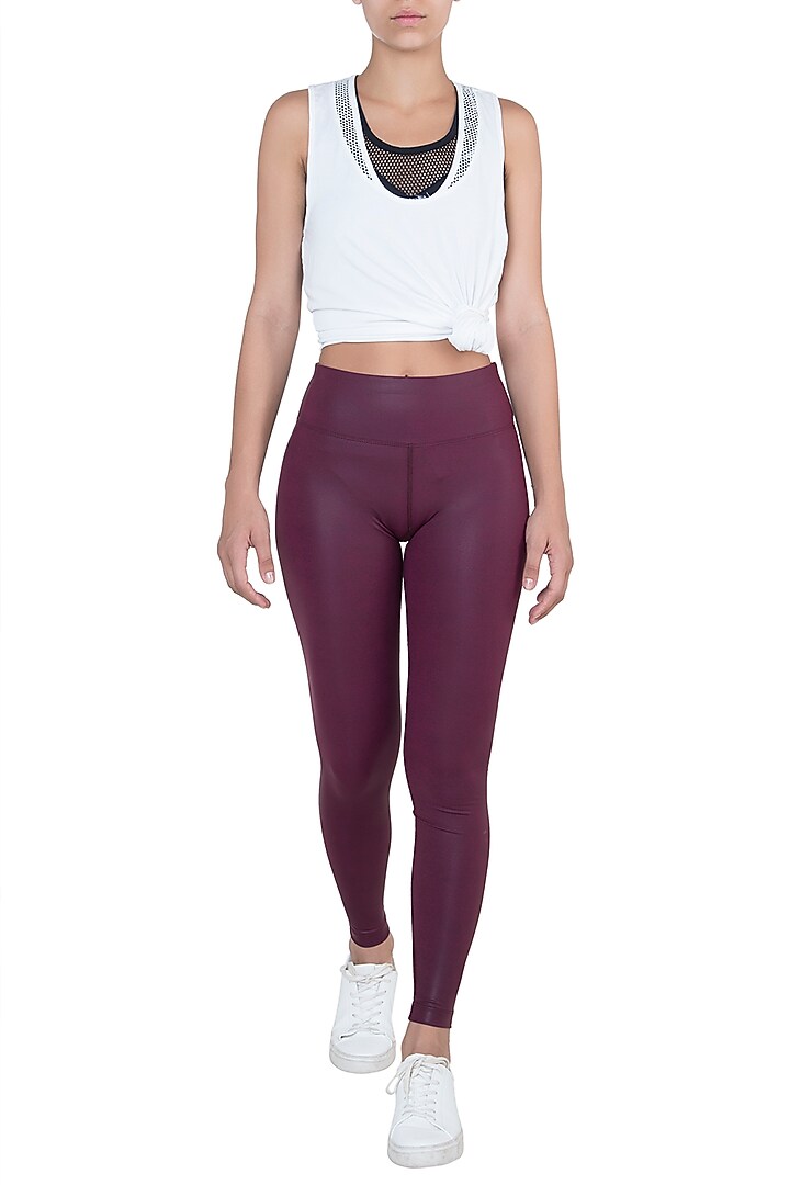 Wine sheen leggings by Mira rae at Pernia's Pop Up Shop