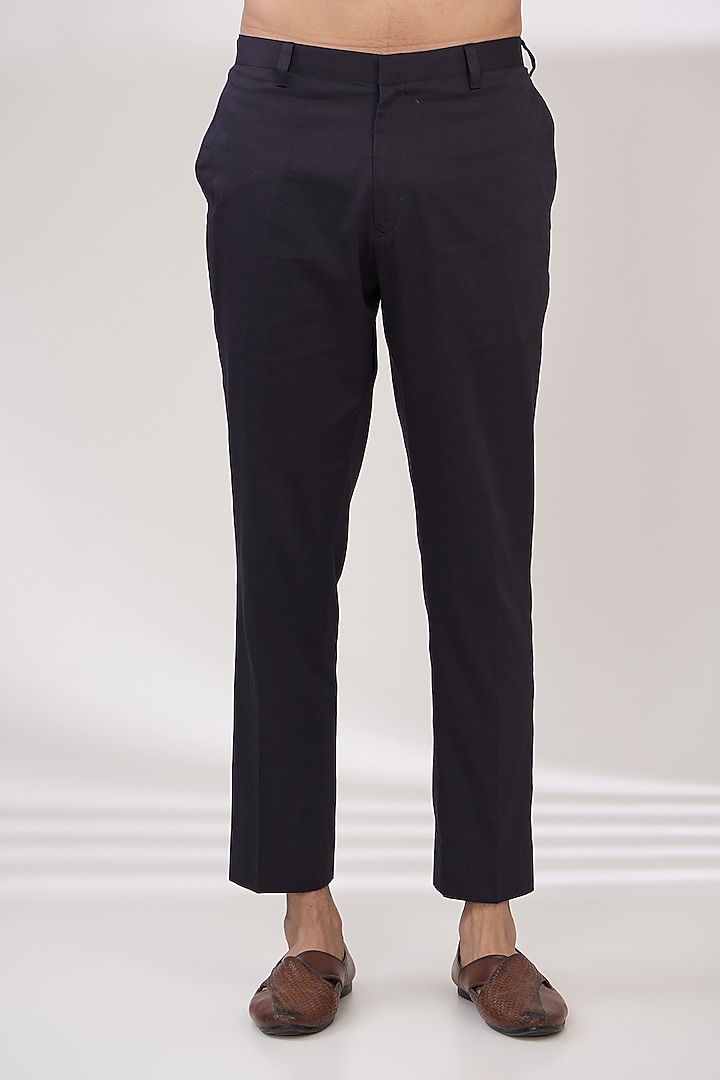 Charcoal Black Chanderi Handloom Aari Embroidered Kurta Set by Wabi Sabi Men at Pernia's Pop Up Shop