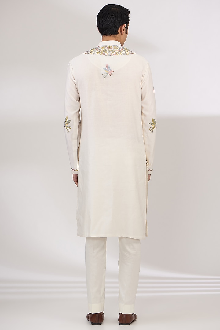 Hayan Pichwai Resham Ivory Kurta Jacket Set