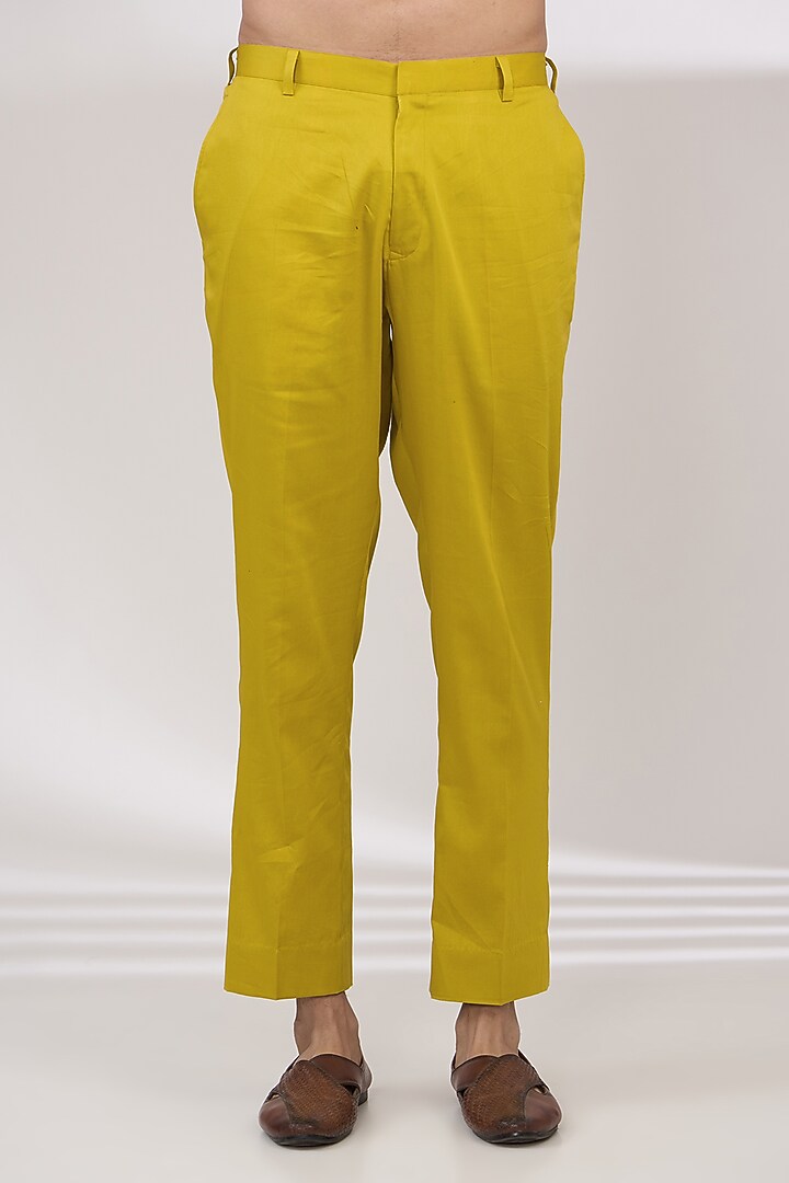 Mustard Chanderi Handloom Anchor Embroidered Kurta Set by Wabi Sabi Men at Pernia's Pop Up Shop