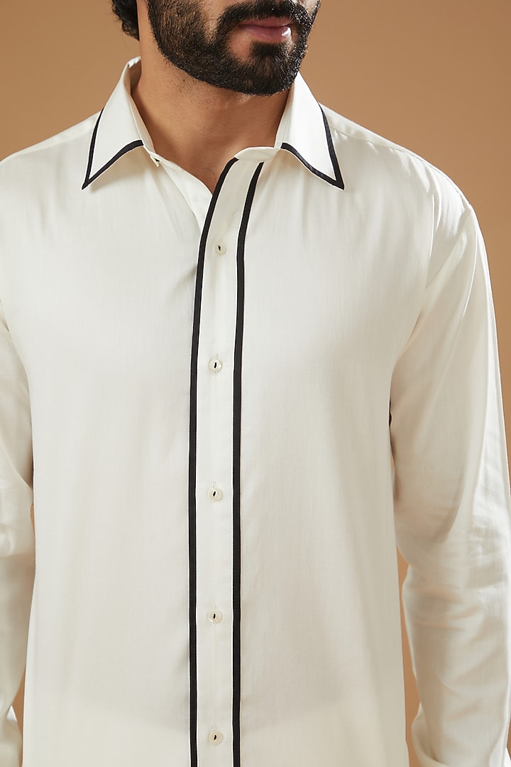 Ivory Cotton Silk Co-Ord Set by Wabi Sabi Men at Pernia's Pop Up Shop