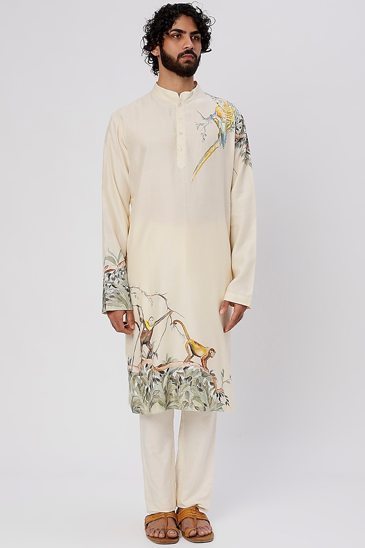 Ivory Chanderi Kurta Set by WABI SABI