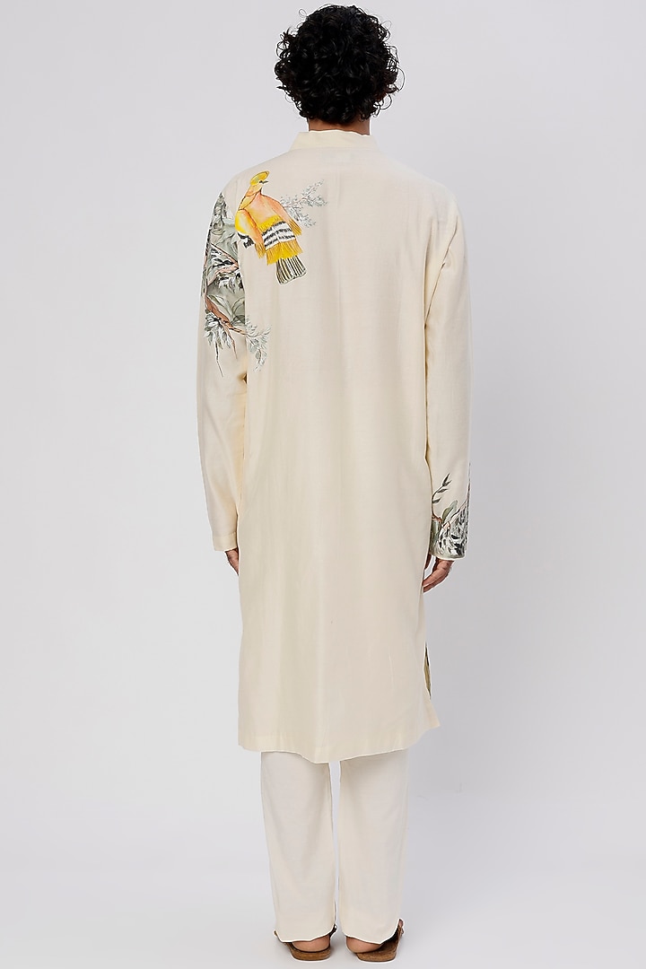 Ivory Chanderi Kurta Set by Wabi Sabi Men at Pernia's Pop Up Shop