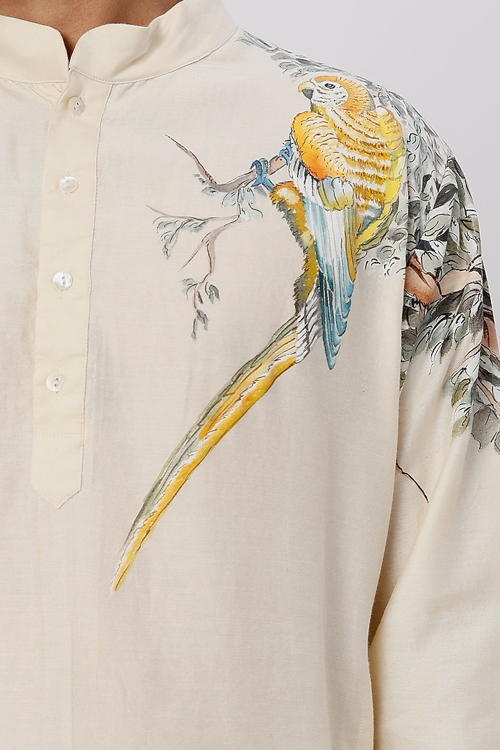 Ivory Chanderi Kurta Set by Wabi Sabi Men at Pernia's Pop Up Shop