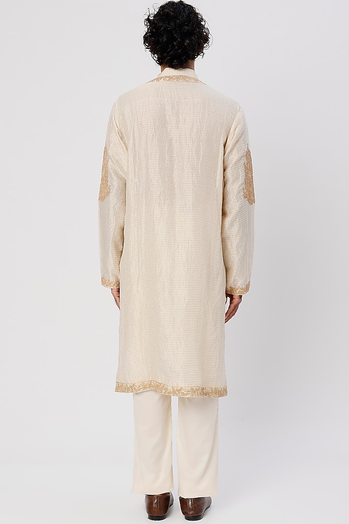 Ivory Dori Embroidered Kurta Set by Wabi Sabi Men at Pernia's Pop Up Shop