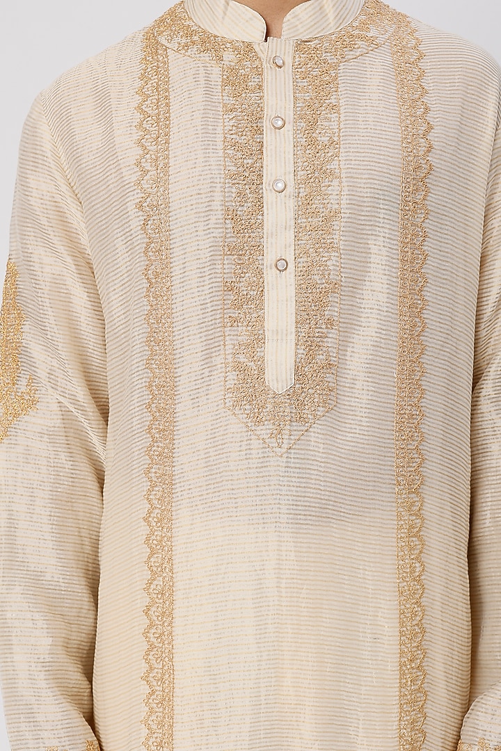 Ivory Dori Embroidered Kurta Set by Wabi Sabi Men at Pernia's Pop Up Shop