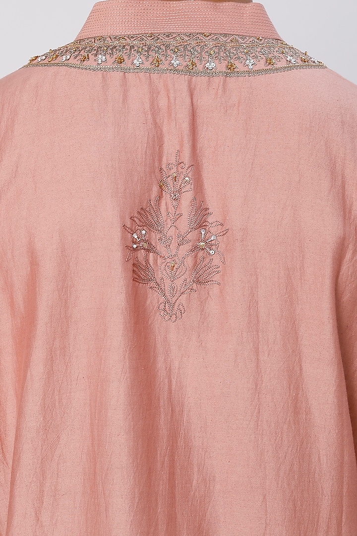 Old Rose Embroidered Kurta Set by Wabi Sabi Men at Pernia's Pop Up Shop