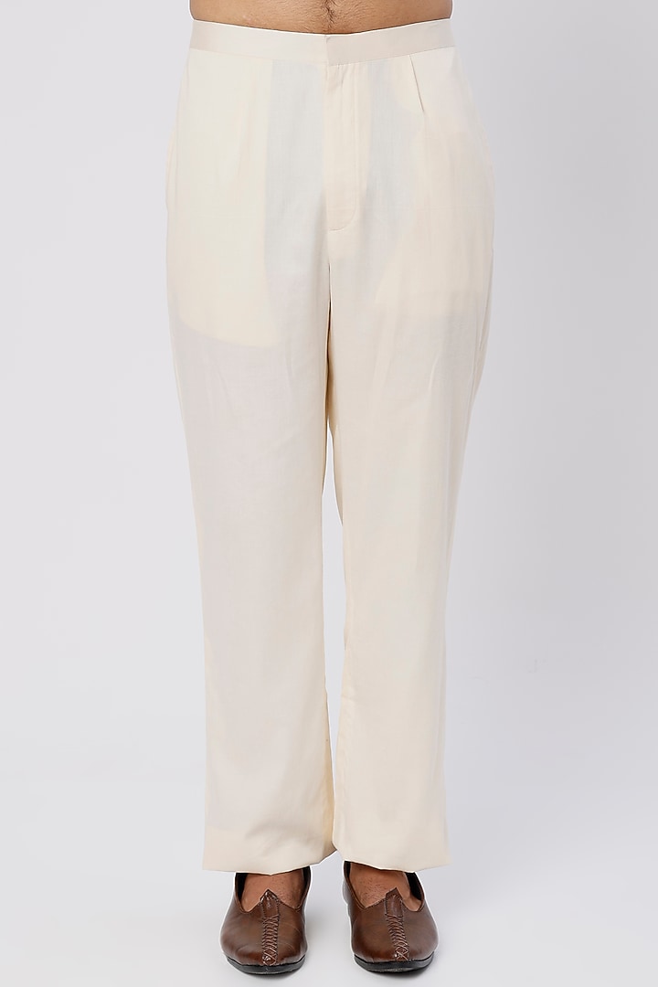 Ivory Hand Embroidered Kurta Set by Wabi Sabi Men at Pernia's Pop Up Shop
