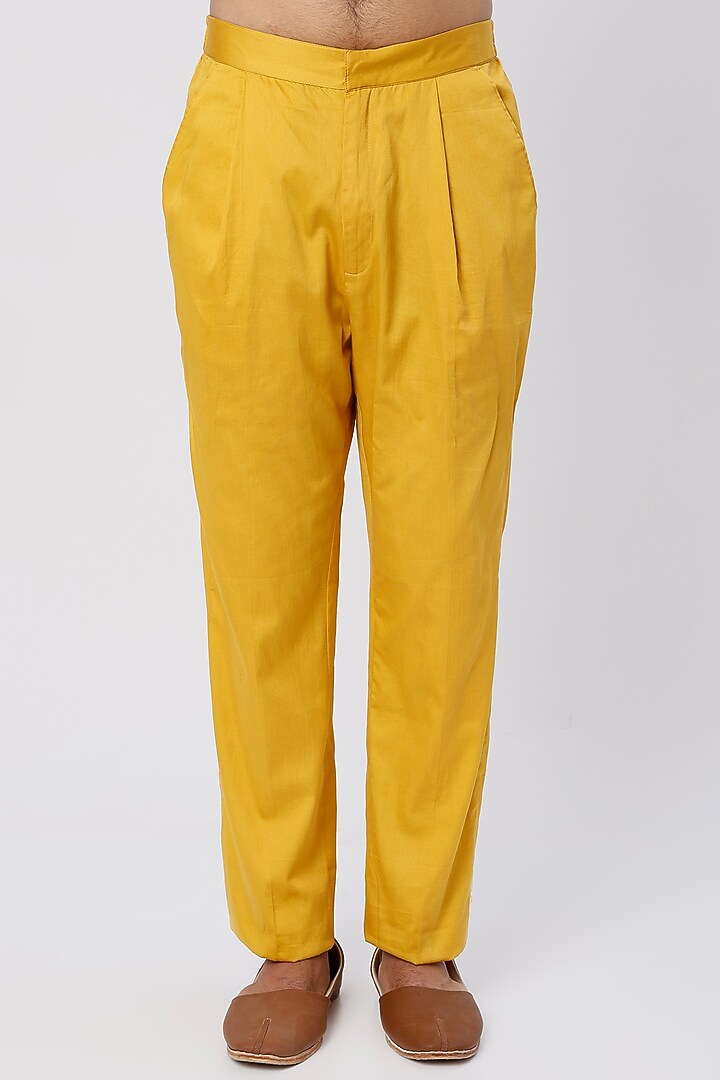 Mustard Embroidered Kurta Set by Wabi Sabi Men at Pernia's Pop Up Shop