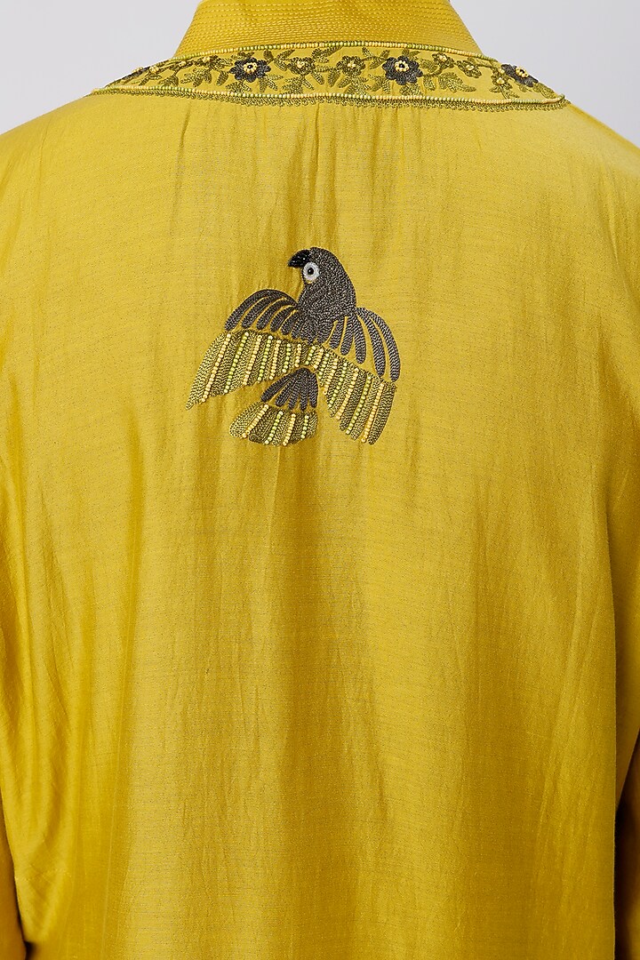 Mustard Embroidered Kurta Set by Wabi Sabi Men at Pernia's Pop Up Shop