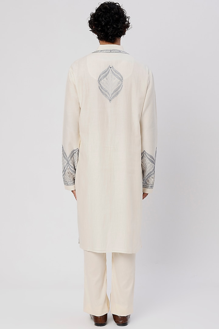 Ivory Aari Embroidered Kuta Set by Wabi Sabi Men at Pernia's Pop Up Shop