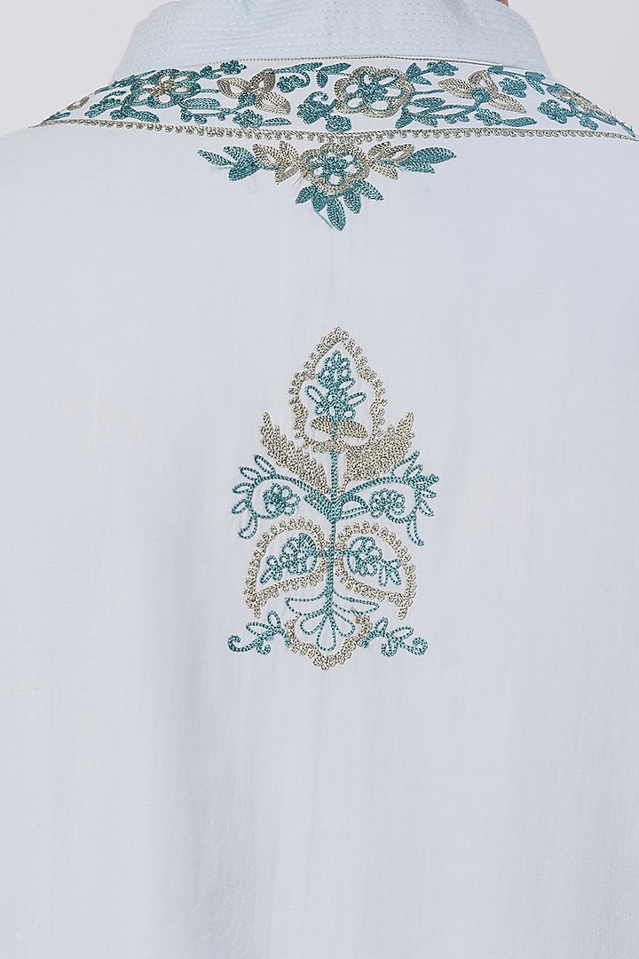 Pale Blue Embroidered Kurta Set by Wabi Sabi Men at Pernia's Pop Up Shop