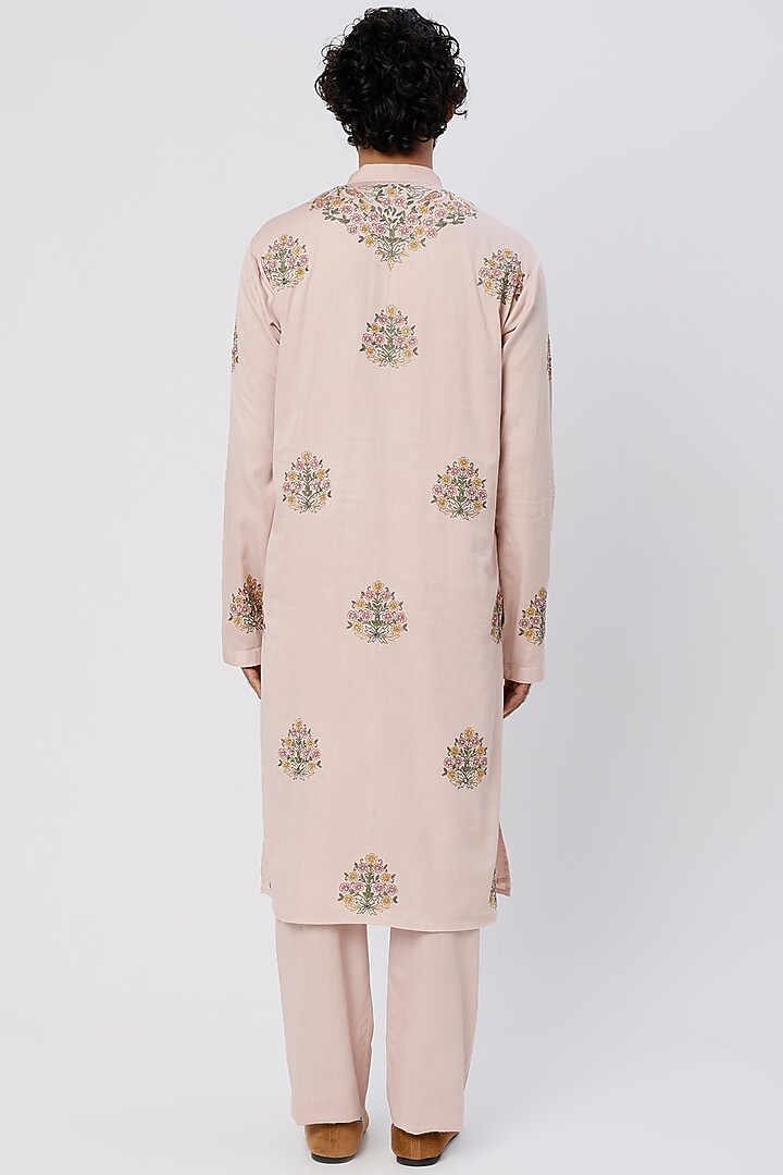 Almond Embroidered Kurta Set by Wabi Sabi Men at Pernia's Pop Up Shop
