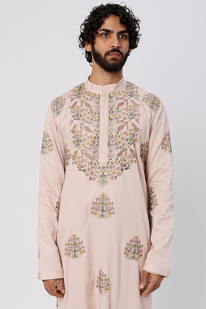 Almond Embroidered Kurta Set by Wabi Sabi Men at Pernia's Pop Up Shop