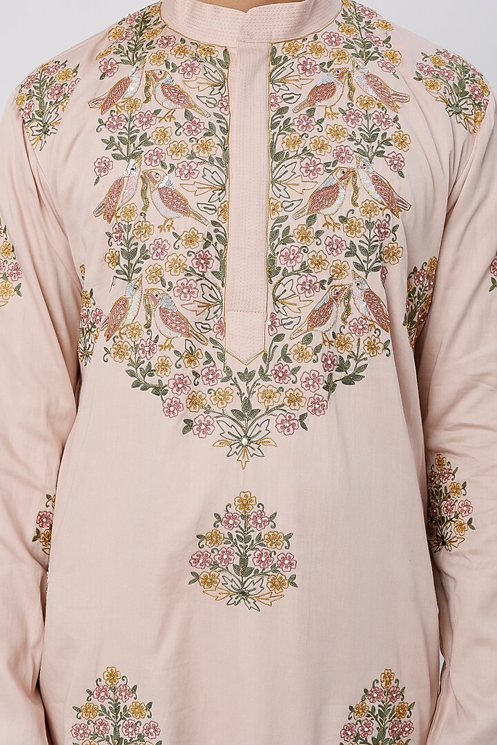 Almond Embroidered Kurta Set by Wabi Sabi Men at Pernia's Pop Up Shop
