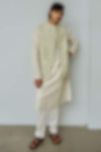 Mint Chanderi Embroidered Wedding Indowestern Set by Wabi Sabi Men at Pernia's Pop Up Shop