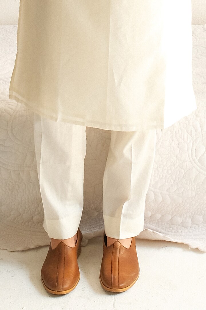 Ivory Cotton Silk Resham Embroidered Bundi Jacket Set by Wabi Sabi Men at Pernia's Pop Up Shop
