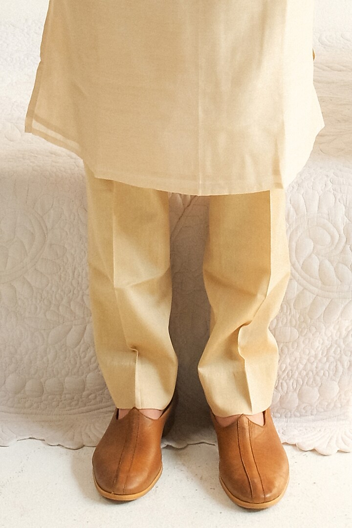 Beige Cotton Silk Resham Embroidered Bundi Jacket Set by Wabi Sabi Men at Pernia's Pop Up Shop