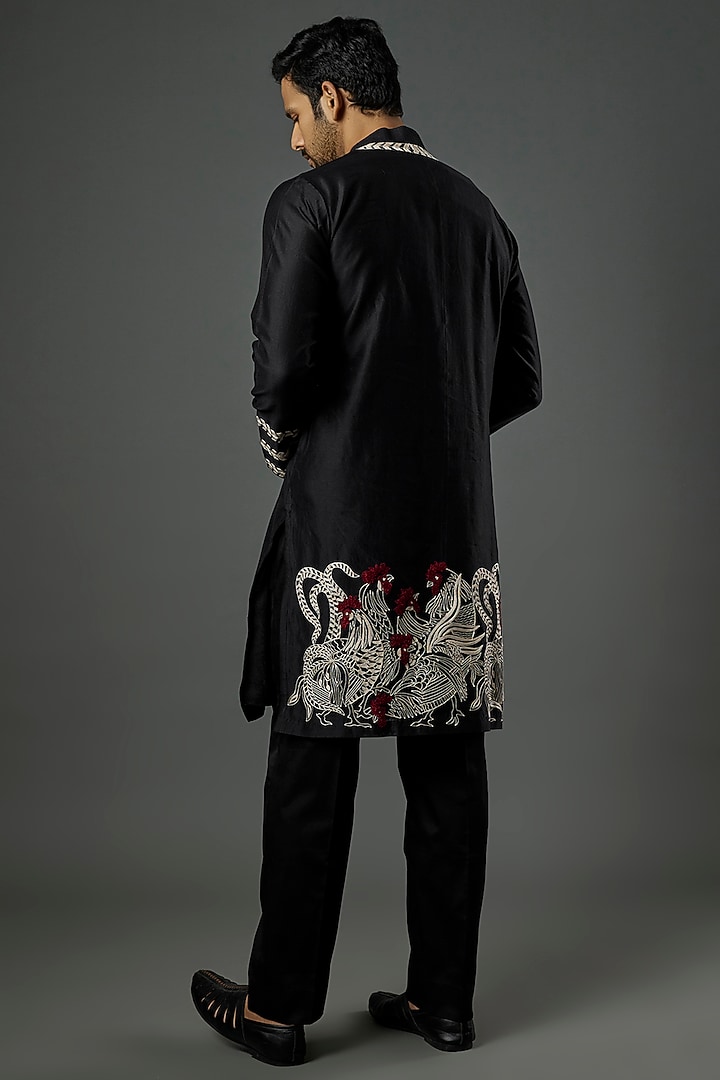Black Embroidered Kurta Set by Wabi Sabi Men at Pernia's Pop Up Shop