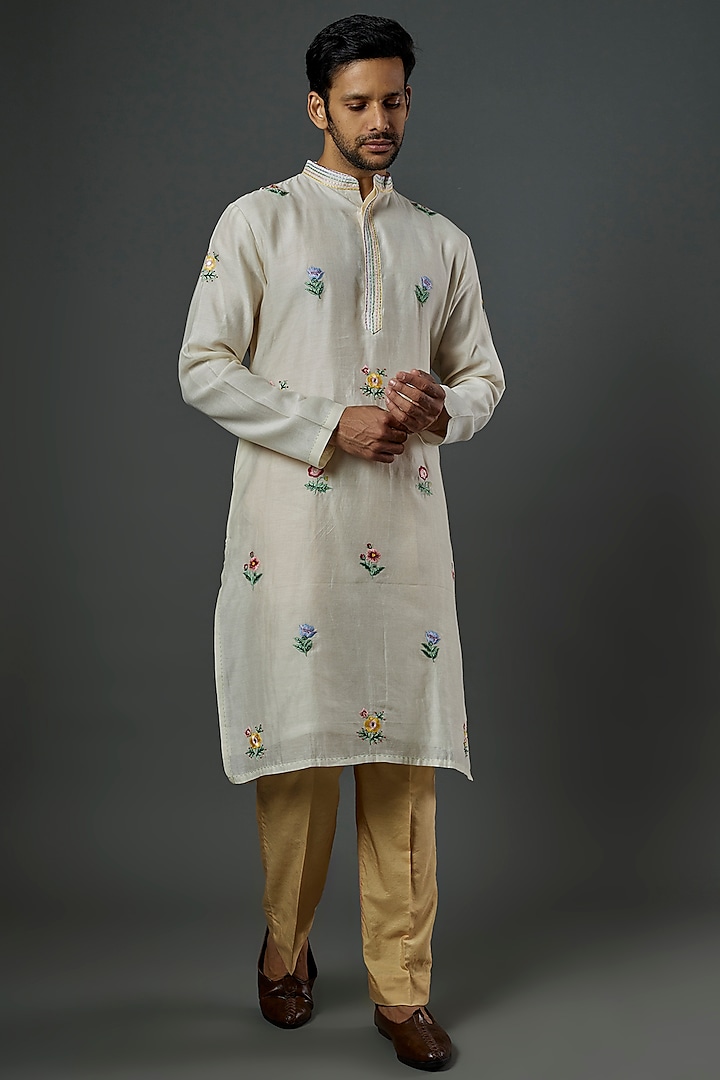 Ivory Embroidered Kurta by WABI SABI