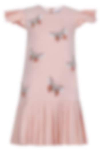 Peach Moss Hand Embroidered Dress For Girls by Pooja Wang at Pernia's Pop Up Shop
