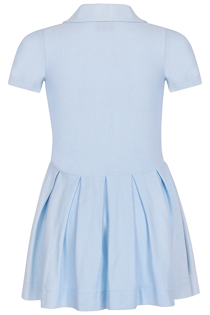 Ice Blue Polo Hand Embroidered Dress For Girls by Pooja Wang at Pernia's Pop Up Shop