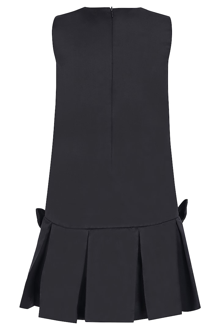 Black Dutch Satin Embroidered Dress For Girls by Pooja Wang at Pernia's Pop Up Shop