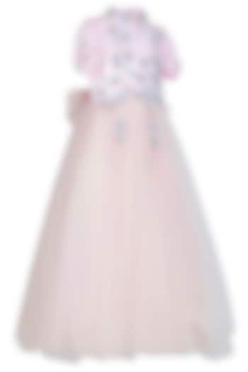 Baby Pink Net Embellished Gown For Girls by Pooja Wang at Pernia's Pop Up Shop