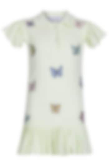 Green Polo Embroidered Dress For Girls by Pooja Wang at Pernia's Pop Up Shop