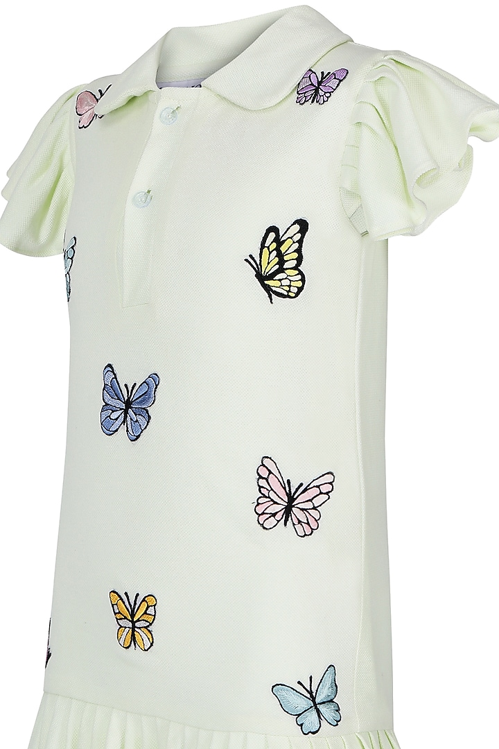 Green Polo Embroidered Dress For Girls by Pooja Wang at Pernia's Pop Up Shop