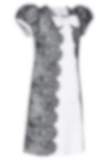 White & Black Dutch Satin Dress For Girls by Pooja Wang at Pernia's Pop Up Shop