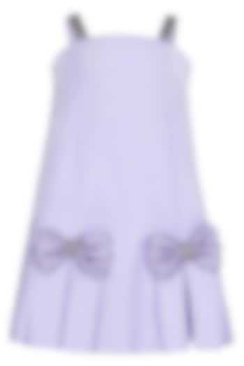 Lavender Dutch Satin Embroidered Dress For Girls by Pooja Wang at Pernia's Pop Up Shop