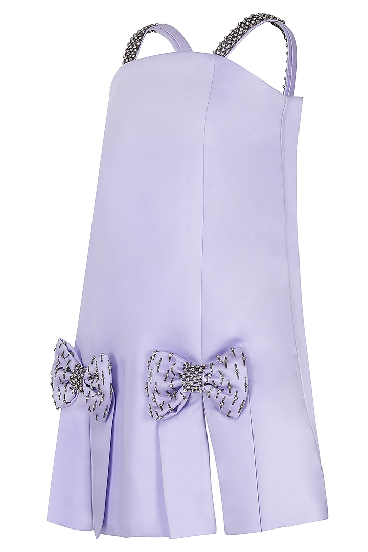 Lavender Dutch Satin Embroidered Dress For Girls by Pooja Wang at Pernia's Pop Up Shop