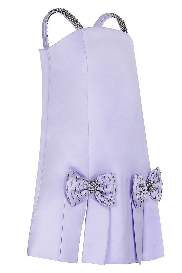Lavender Dutch Satin Embroidered Dress For Girls by Pooja Wang at Pernia's Pop Up Shop