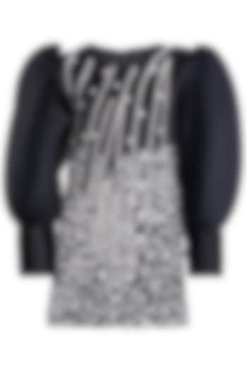 Black Dutch Satin Dress For Girls by Pooja Wang at Pernia's Pop Up Shop