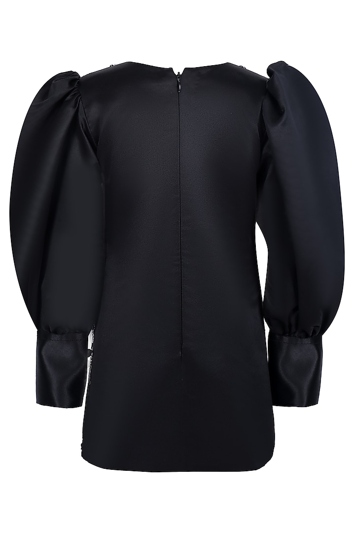 Black Dutch Satin Dress For Girls by Pooja Wang at Pernia's Pop Up Shop