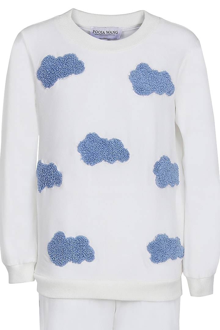 White Banana Crepe Embroidered Co-Ord Set For Girls by Pooja Wang at Pernia's Pop Up Shop