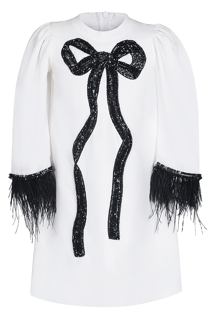 White Moss Embroidered Dress For Girls by Pooja Wang at Pernia's Pop Up Shop
