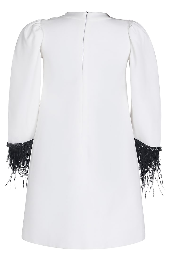 White Moss Embroidered Dress For Girls by Pooja Wang at Pernia's Pop Up Shop