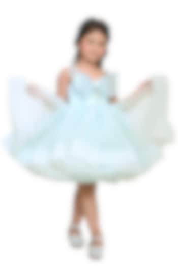 Sea Green Net Dress For Girls by Pooja Wang at Pernia's Pop Up Shop