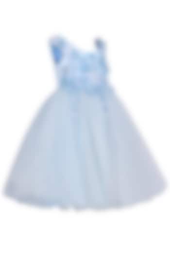 Ice Blue Net Dress For Girls by Pooja Wang at Pernia's Pop Up Shop