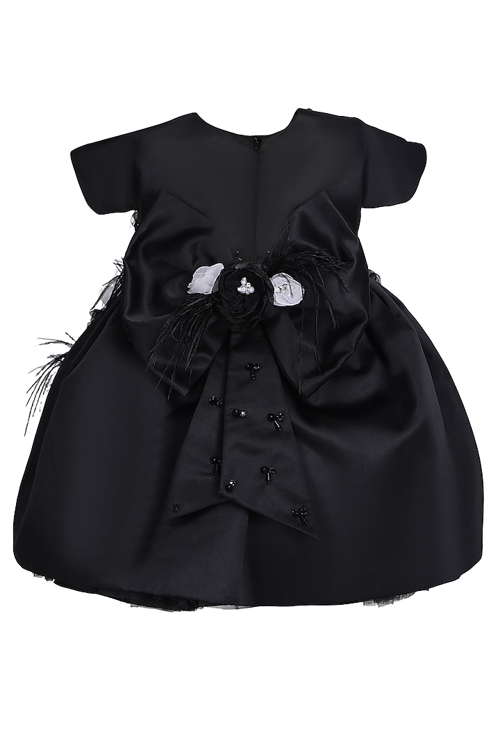 Black Dutch Satin Dress For Girls by Pooja Wang at Pernia's Pop Up Shop