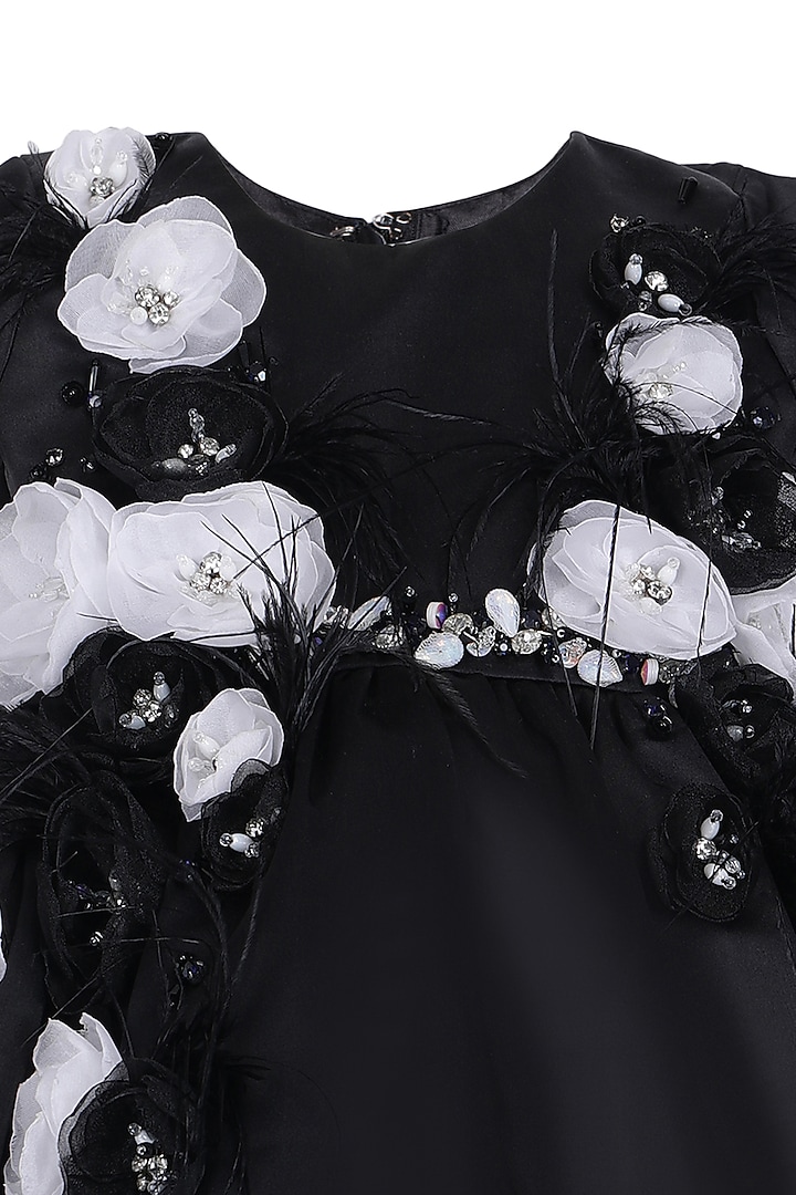 Black Dutch Satin Dress For Girls by Pooja Wang at Pernia's Pop Up Shop