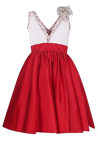 open lace back dress Tulle Bow Party Dress-Vibrant Pink main image 0